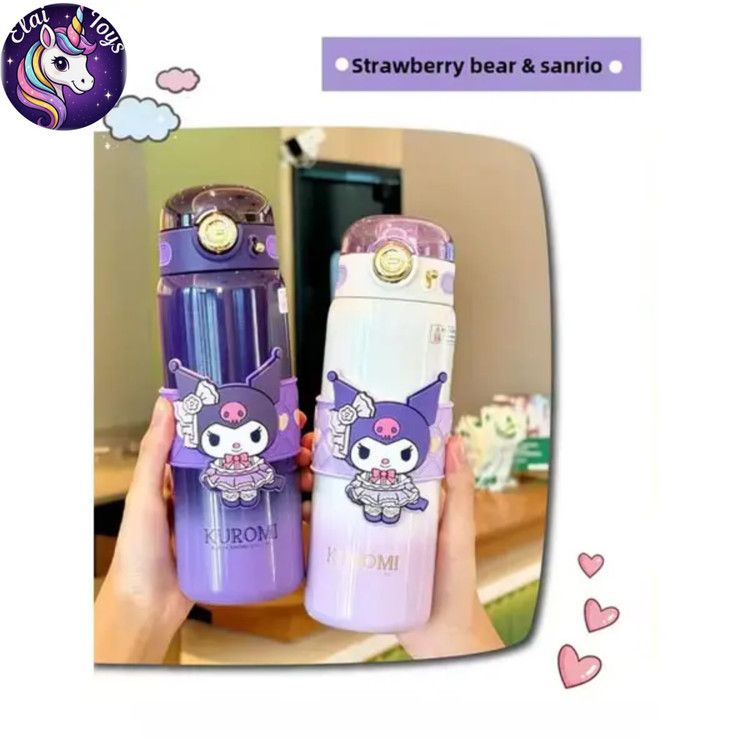 فلاسک نیدار اورجینال Kuromi برند Sanrio با بدنه بنفش گرادینت و درب قفلدار ضد نشت در فروشگاه ال آی تویز