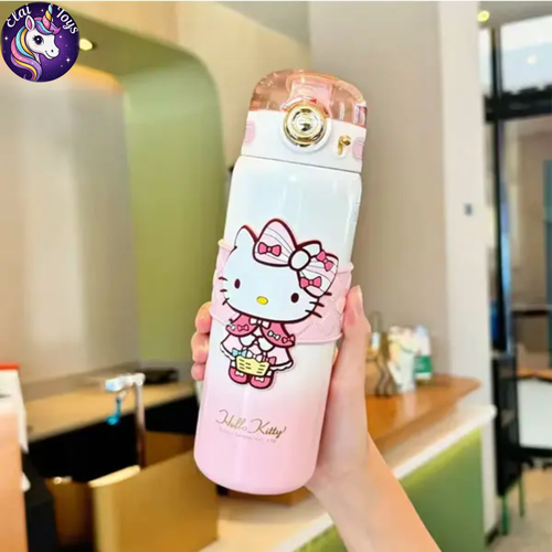 فلاسک نیدار اورجینال Hello Kitty برند Sanrio با بدنه صورتی گرادینت و بند سیلیکونی در فروشگاه ال آی تویز