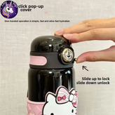 فلاسک نیدار اورجینال Hello Kitty برند Sanrio با بدنه صورتی گرادینت و بند سیلیکونی در فروشگاه ال آی تویز