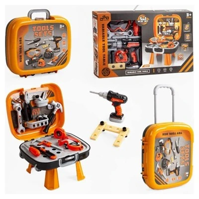 اسباب بازی جعبه ابزار چمدانی ۵ کاره پایه دار با دریل باتریخور و عینک ایمنی برای کودکان در فروشگاه ال آی تویز