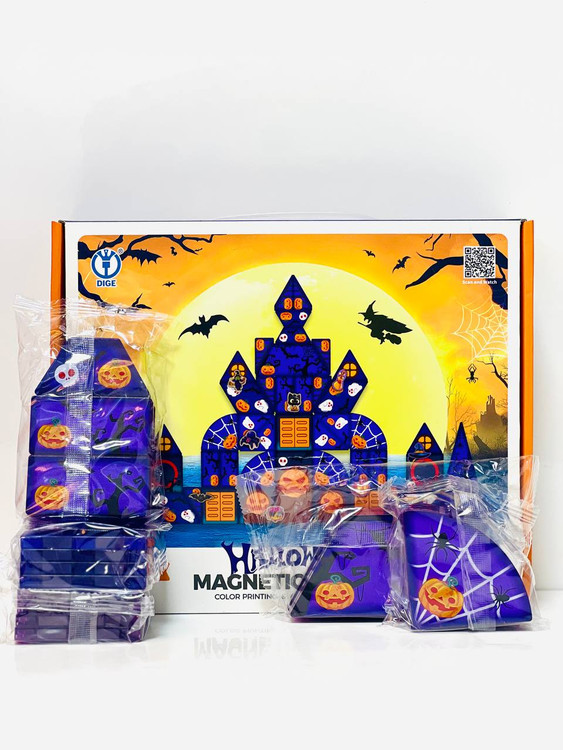 ست ۶۸ قطعه مگنت تایل مغناطیسی طرح هالووین برند DIGE با قابلیت ساخت قلعه و سازههای سهبعدی در فروشگاه ال آی تویز