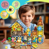 ست ۱۲۴ قطعه مگنت تایل چراغدار طرح دنیای دایناسورها (Dinosaur Paradise) مدل ۸۸۰۳ با فیگورهای مفصلی در فروشگاه ال آی تویز