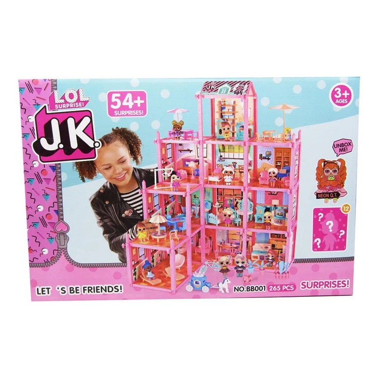 خانه عروسکی ال او ال سایز بزرگ ۲۶۵ تکه با ۵۴ سوپرایز کد BB001 ال آی تویز