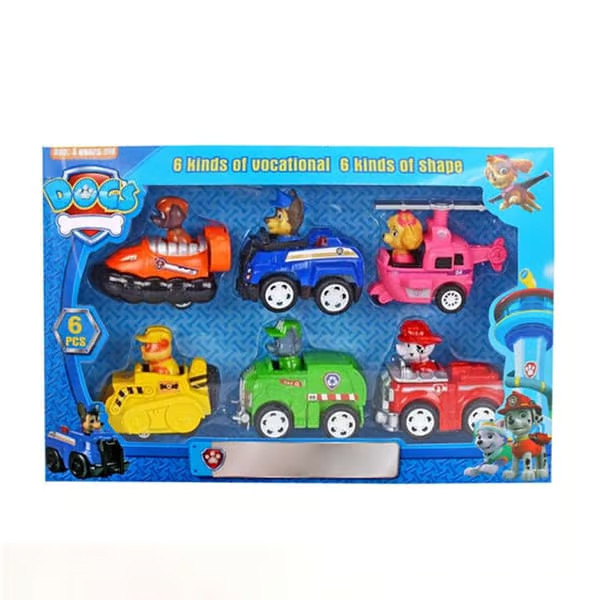 ست ماشین عقب کش و فیگور سگ های نگهبان پاو پاترول ۶ عددی کد G6 ال آی تویز