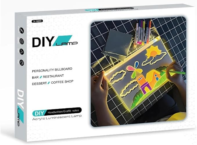 تابلو نقاشی چراغدار آکریلیکی سایز بزرگ DIY با ماژیک‌های رنگی و پایه نوری کد ۳۶۱۲ ال آی تویز