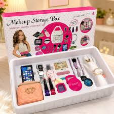 ست آرایشی و اکسسوری دخترانه کیف دار مدل Makeup Storage Box کد 0208